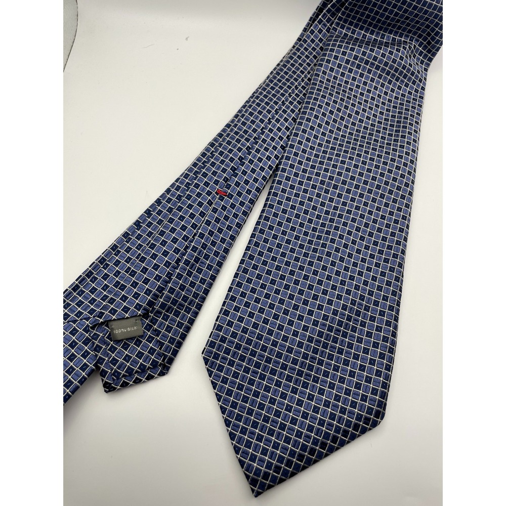 Daniel Cremieux Signature Sevenfold Blue Geometric Silk Tie Limited Ed Italy